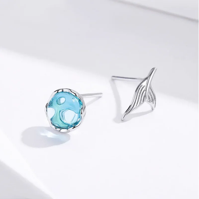 (image for) Silver Waiting Mermaid Stud Earrings - PANDORA Style - SCE630 - View 7