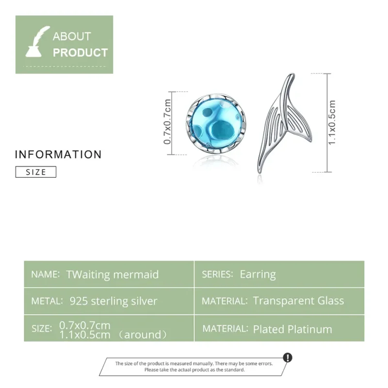 (image for) Silver Waiting Mermaid Stud Earrings - PANDORA Style - SCE630 - View 8