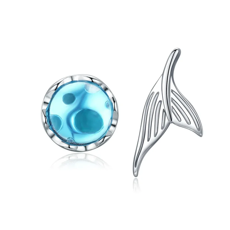 (image for) Silver Waiting Mermaid Stud Earrings - PANDORA Style - SCE630 - Product Image