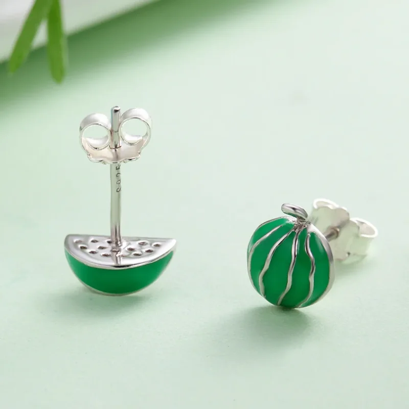 (image for) Silver Watermelon Love Stud Earrings - PANDORA Style - SCE105 - View 4
