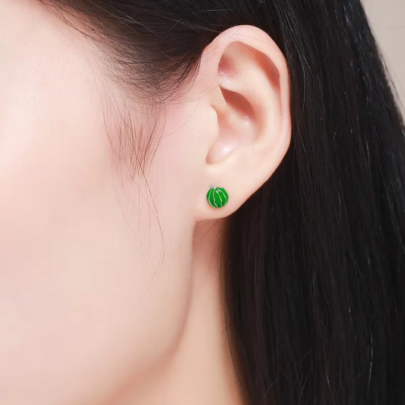 (image for) Silver Watermelon Love Stud Earrings - PANDORA Style - SCE105 - View 7