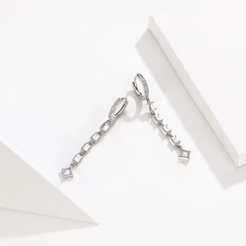 (image for) Silver Ziron Love Hanging Earrings - PANDORA Style - SCE583 - View 3