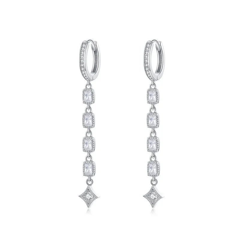(image for) Silver Ziron Love Hanging Earrings - PANDORA Style - SCE583 - Product Image
