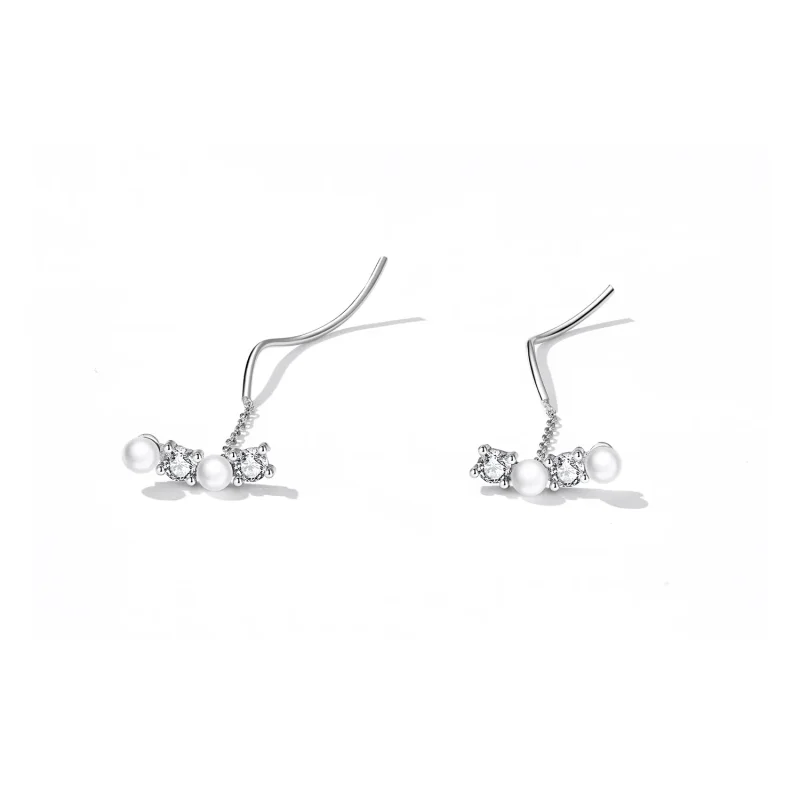 (image for) PANDORA Style Bead Zircon Drop Earrings - SCE1448 - View 2