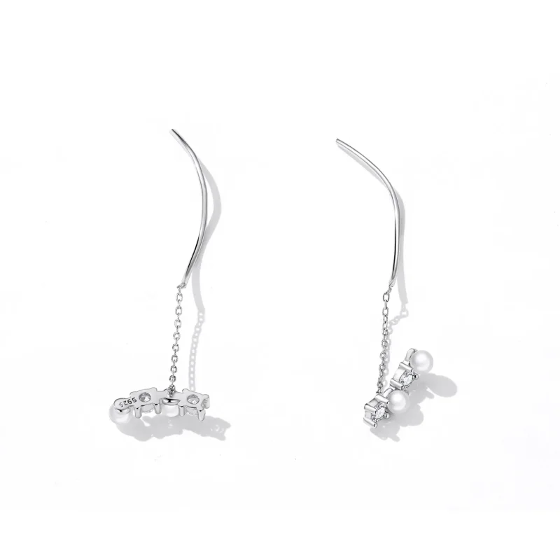 (image for) PANDORA Style Bead Zircon Drop Earrings - SCE1448 - View 4