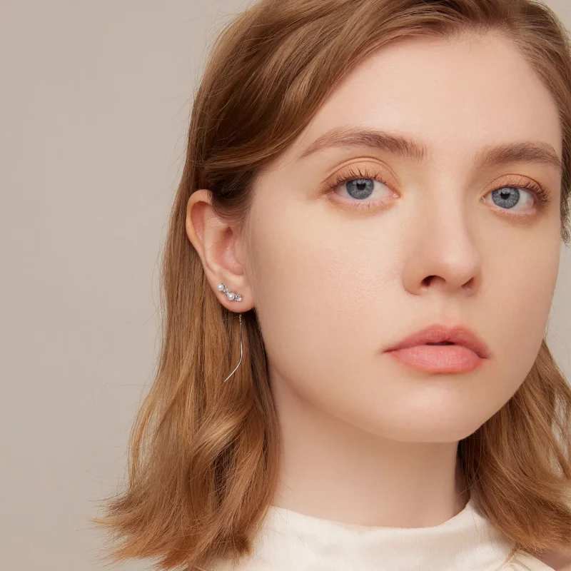 (image for) PANDORA Style Bead Zircon Drop Earrings - SCE1448 - View 5