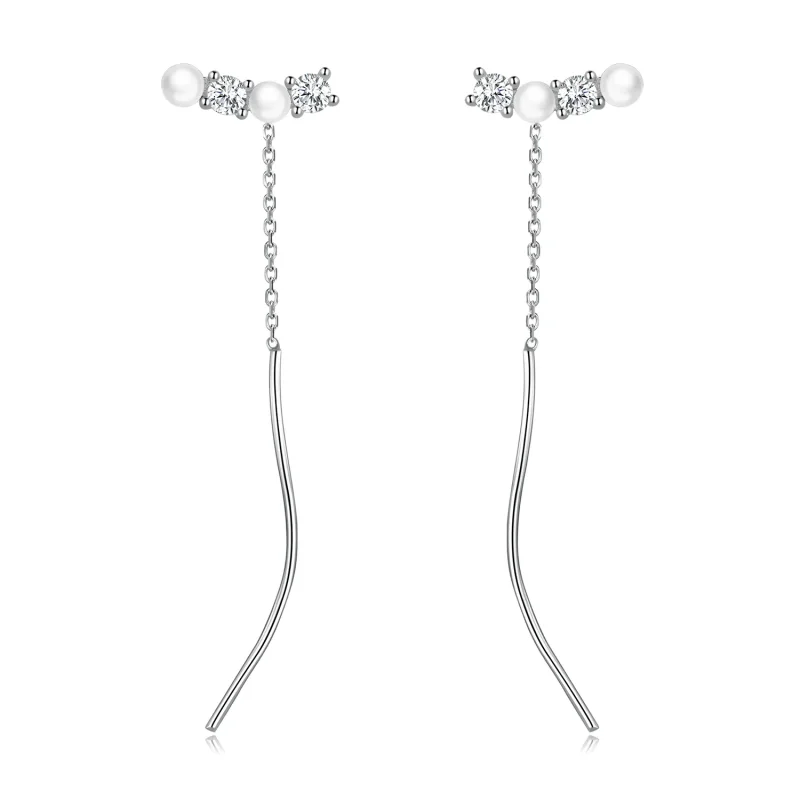 (image for) PANDORA Style Bead Zircon Drop Earrings - SCE1448 - Product Image