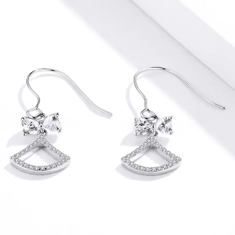 (image for) PANDORA Style Bow Scalloped Drop Earrings - BSE281 - View 3