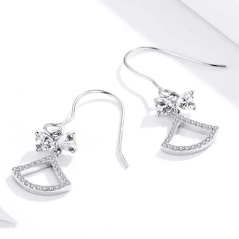 (image for) PANDORA Style Bow Scalloped Drop Earrings - BSE281 - View 4