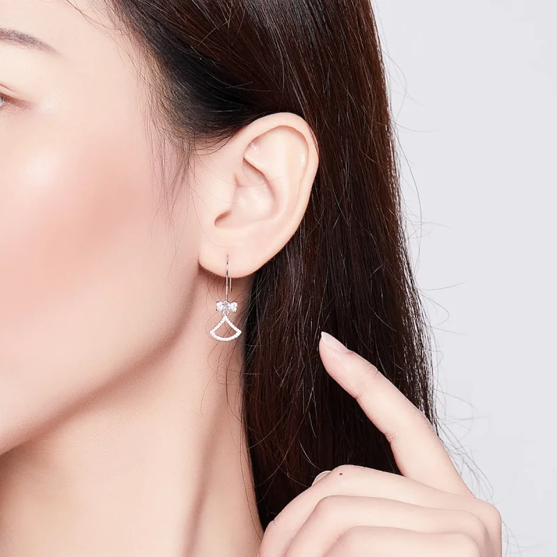 (image for) PANDORA Style Bow Scalloped Drop Earrings - BSE281 - View 6