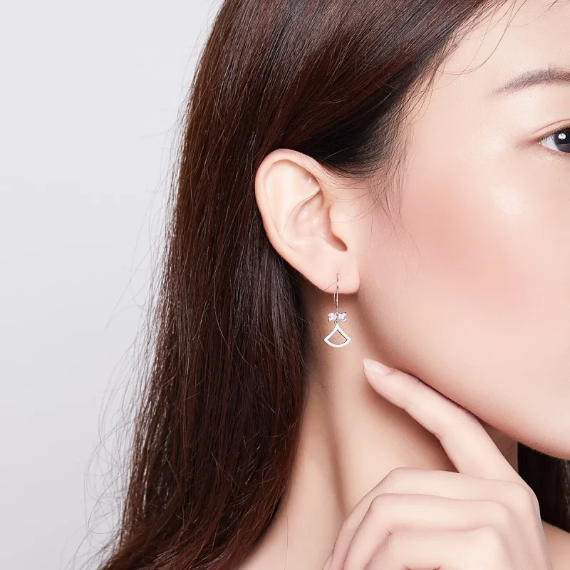 (image for) PANDORA Style Bow Scalloped Drop Earrings - BSE281 - View 7