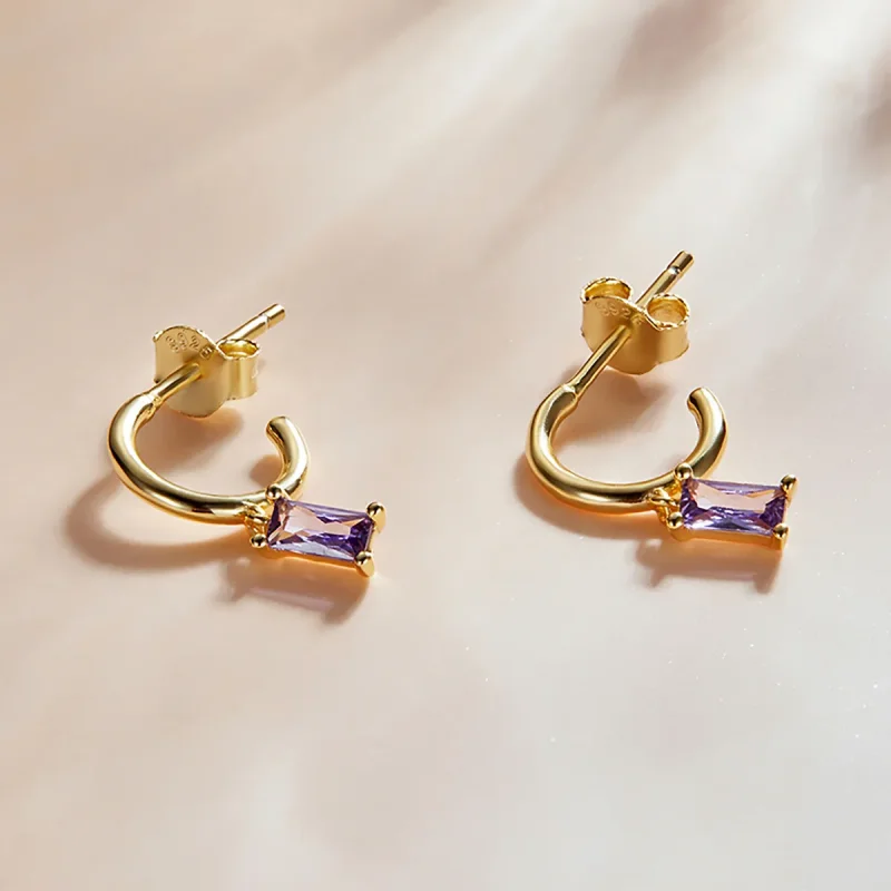 (image for) PANDORA Style Bright Cubic Zirconium - Violet Drop Earrings - SCE1242-VT - View 2