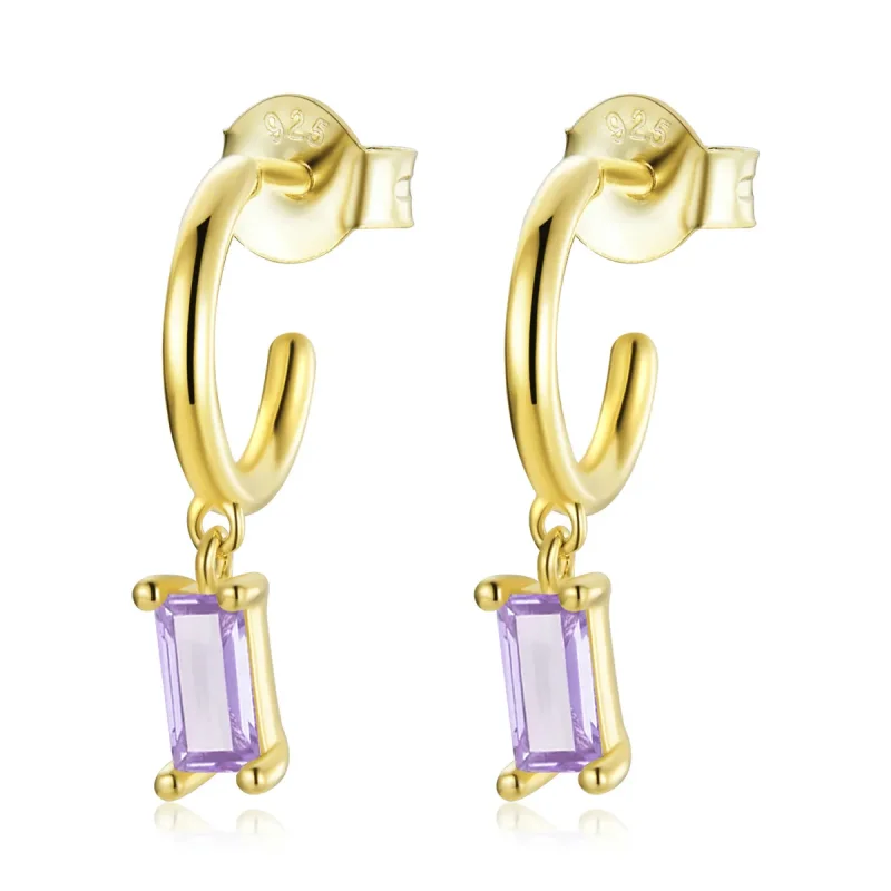 (image for) PANDORA Style Bright Cubic Zirconium - Violet Drop Earrings - SCE1242-VT - Product Image