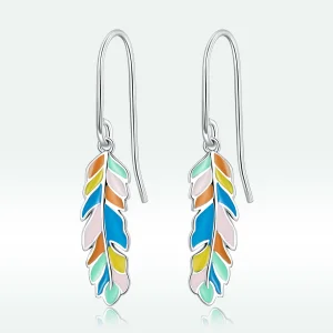 (image for) PANDORA Style Colored Feathers Drop Earrings - SCE1398