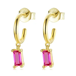 (image for) PANDORA Style Colorful Cubic Zirconium - Pink Drop Earrings - SCE1242-RD