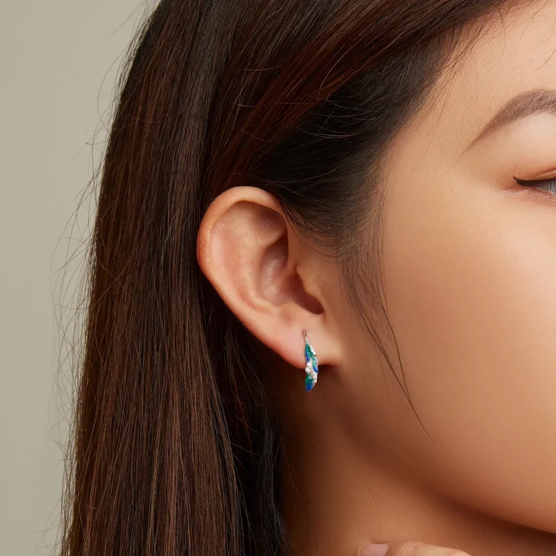 (image for) PANDORA Style Dazzling Blue Feather Drop Earrings - BSE707 - View 4