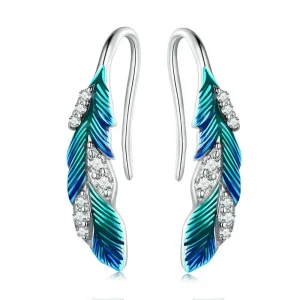 (image for) PANDORA Style Dazzling Blue Feather Drop Earrings - BSE707