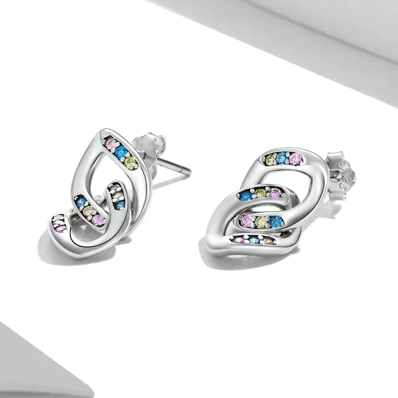 (image for) PANDORA Style Double Chain Drop Earrings - SCE1377 - View 2