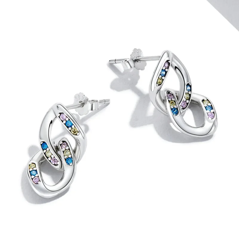 (image for) PANDORA Style Double Chain Drop Earrings - SCE1377 - View 4