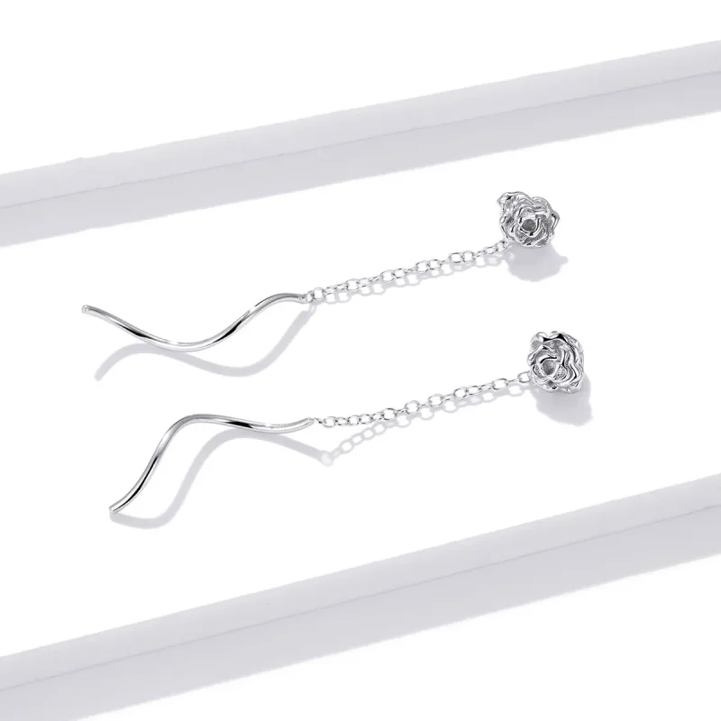 (image for) PANDORA Style Elegant Rose Drop Earrings - BSE441 - View 3