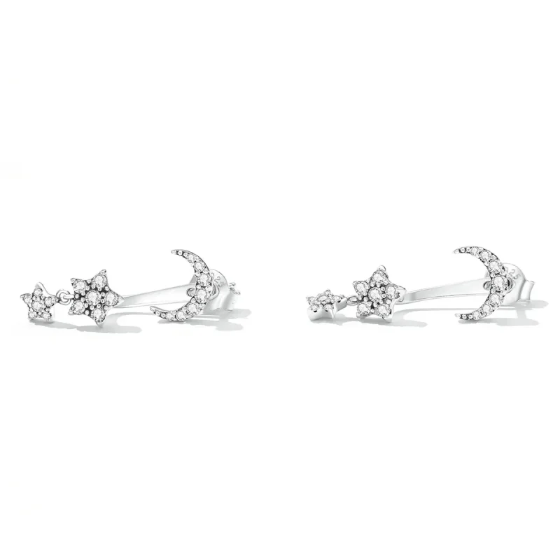 (image for) PANDORA Style Exquisite Star and Moon Drop Earrings - SCE1395 - View 2