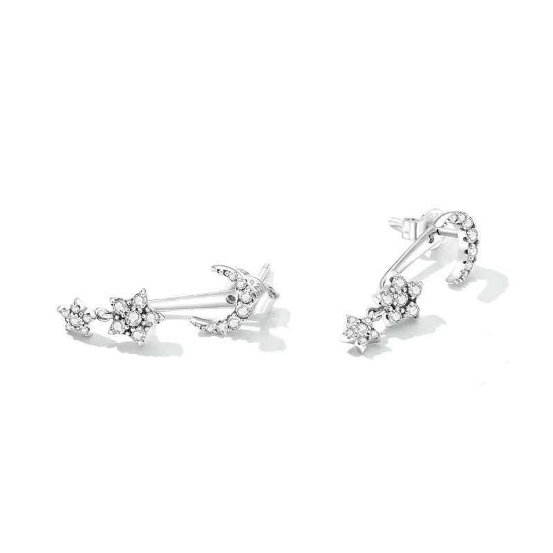 (image for) PANDORA Style Exquisite Star and Moon Drop Earrings - SCE1395 - View 3