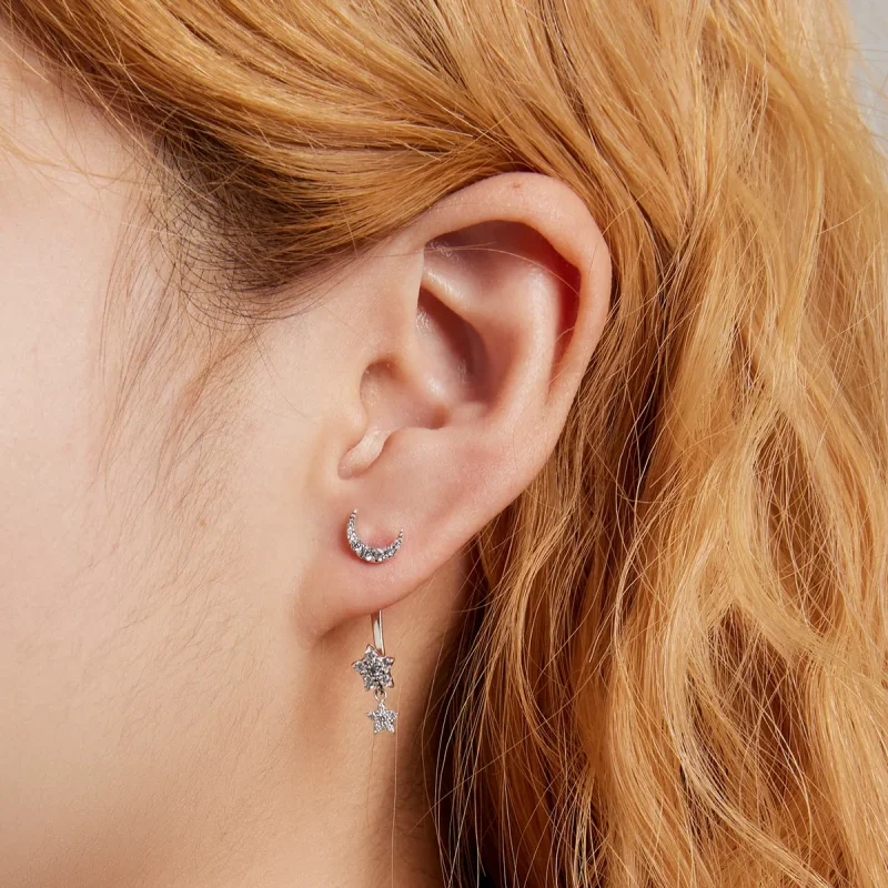 (image for) PANDORA Style Exquisite Star and Moon Drop Earrings - SCE1395 - View 6