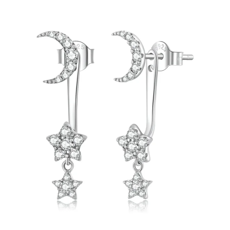(image for) PANDORA Style Exquisite Star and Moon Drop Earrings - SCE1395 - Product Image