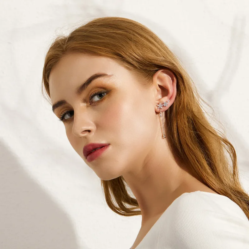 (image for) PANDORA Style Flower Love Drop Earrings - BSE288 - View 3