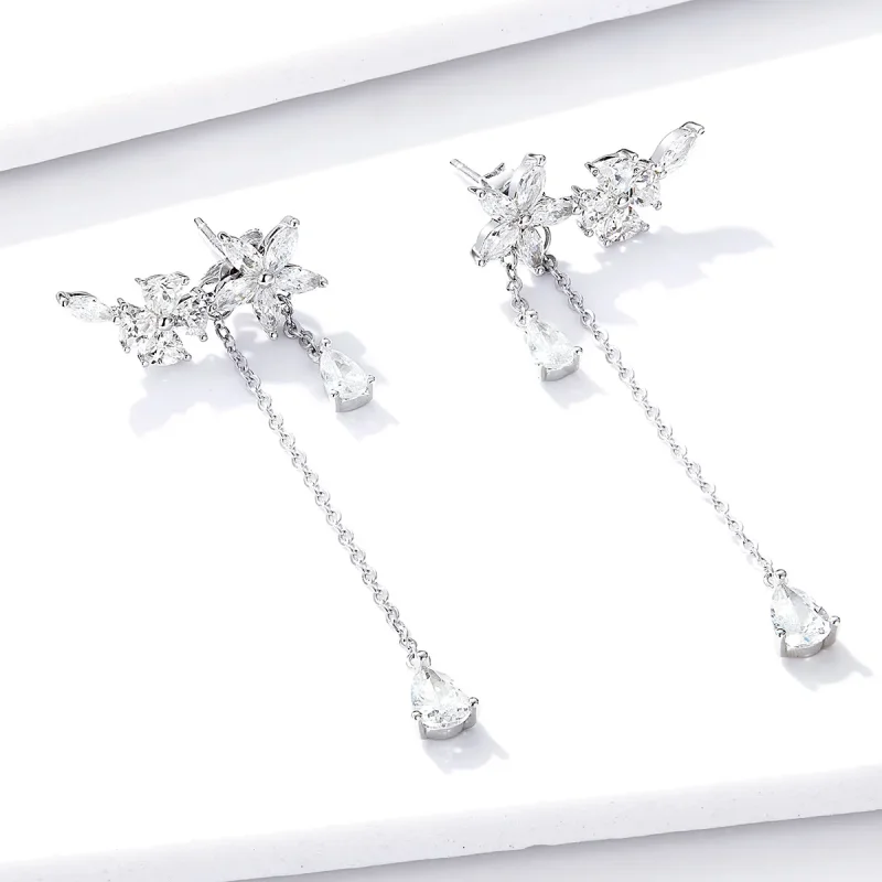 (image for) PANDORA Style Flower Love Drop Earrings - BSE288 - View 2