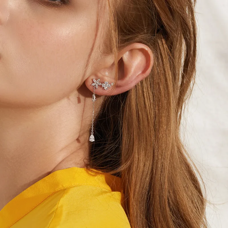 (image for) PANDORA Style Flower Love Drop Earrings - BSE288 - View 9