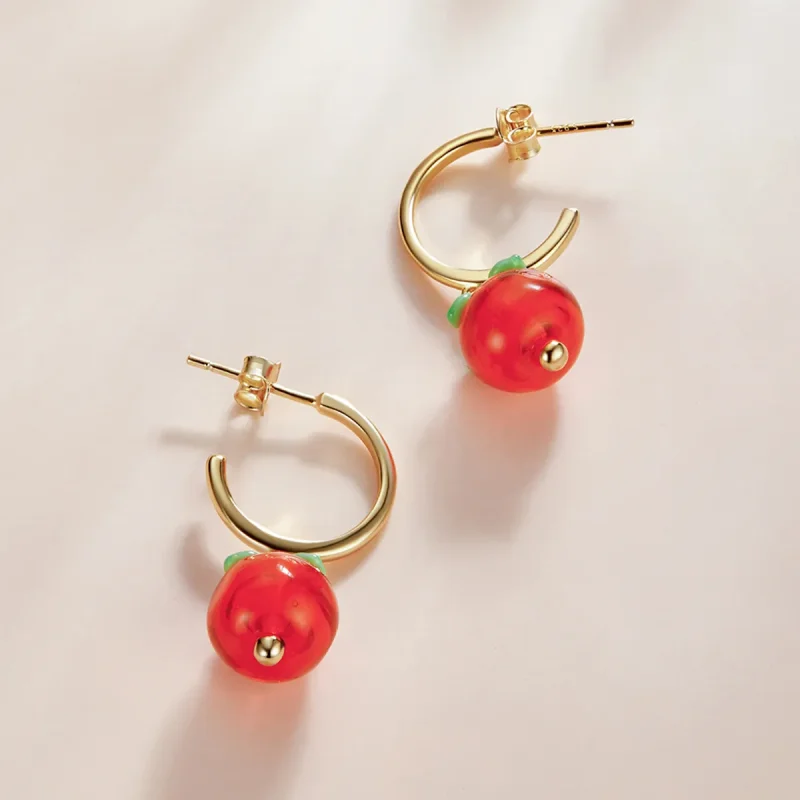 (image for) PANDORA Style Glass Persimmon Drop Earrings - SCE1212 - View 2