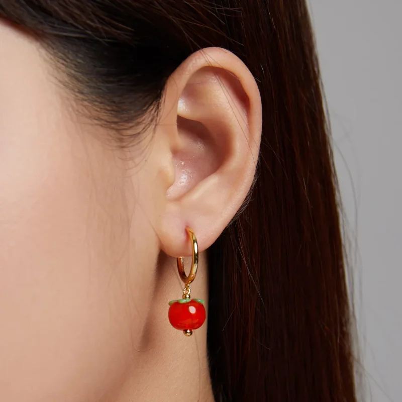 (image for) PANDORA Style Glass Persimmon Drop Earrings - SCE1212 - View 3