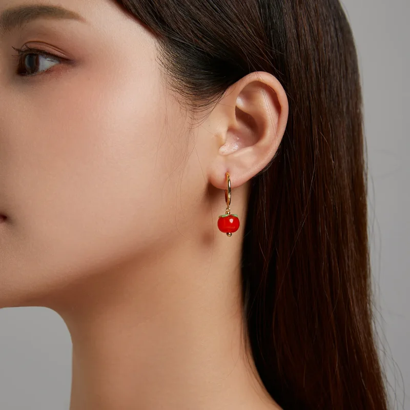 (image for) PANDORA Style Glass Persimmon Drop Earrings - SCE1212 - View 4