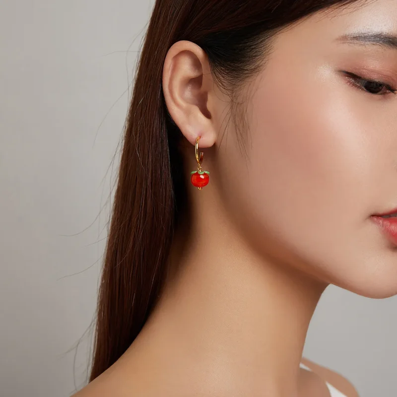(image for) PANDORA Style Glass Persimmon Drop Earrings - SCE1212 - View 5