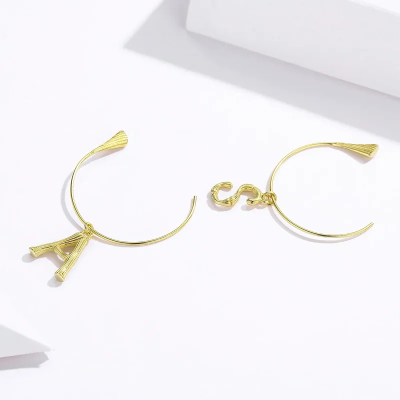 (image for) PANDORA Style Letter A&S Drop Earrings - SCE704 - View 4