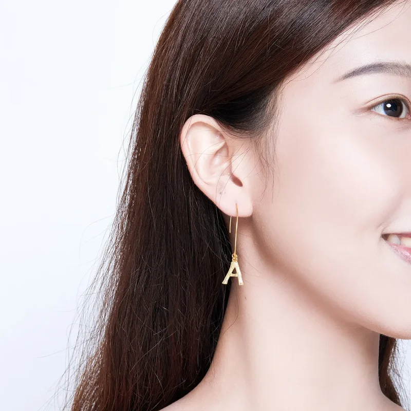 (image for) PANDORA Style Letter A&S Drop Earrings - SCE704 - View 5