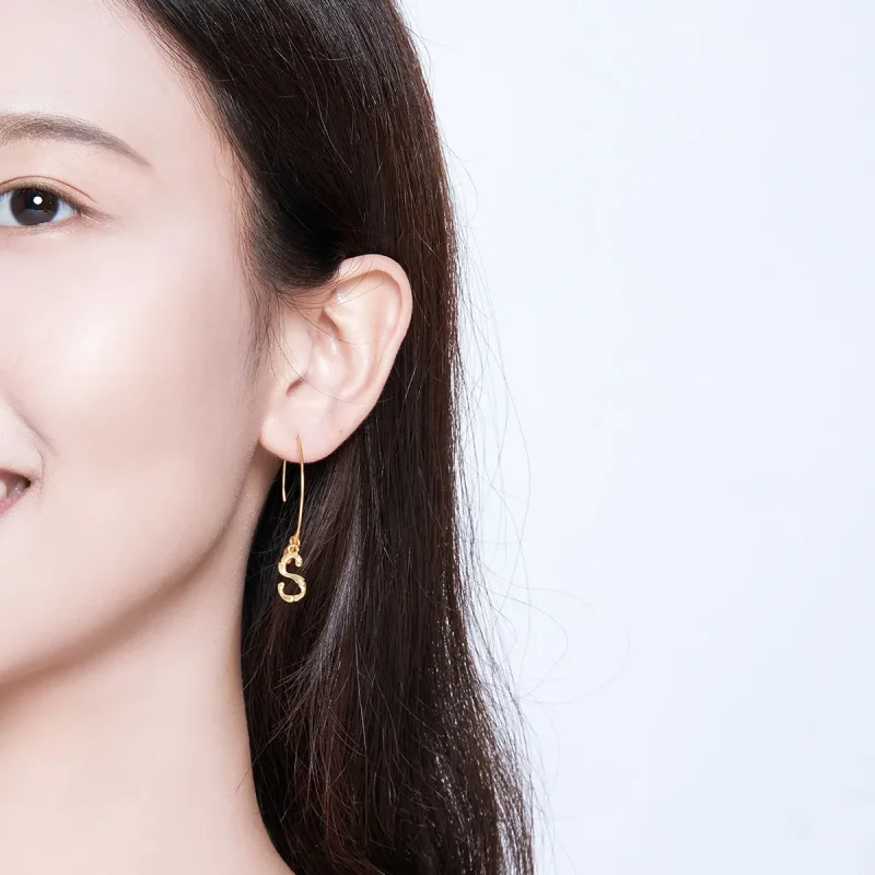 (image for) PANDORA Style Letter A&S Drop Earrings - SCE704 - View 6