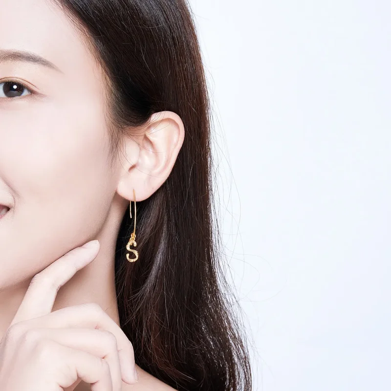 (image for) PANDORA Style Letter A&S Drop Earrings - SCE704 - View 7