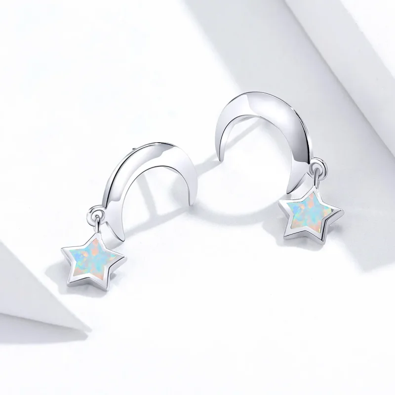 (image for) PANDORA Style Moon and Star Opal Drop Earrings - SCE707 - View 2