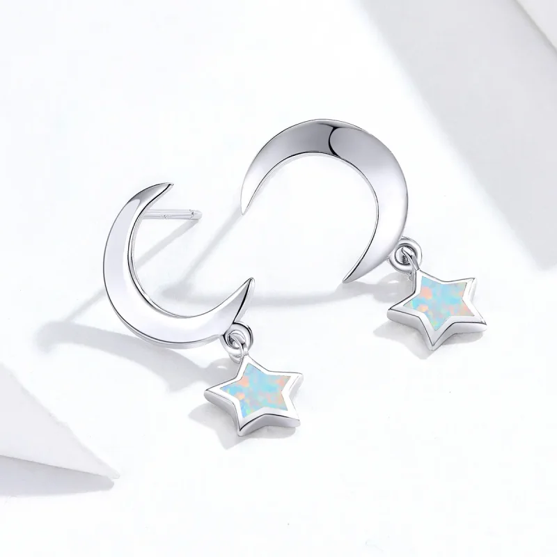 (image for) PANDORA Style Moon and Star Opal Drop Earrings - SCE707 - View 3