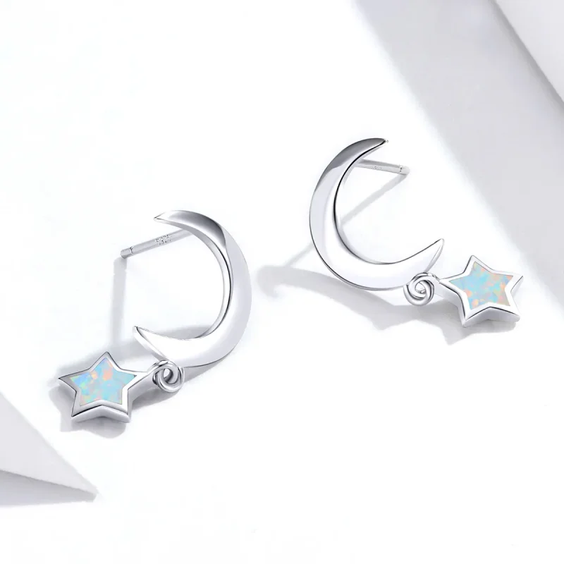 (image for) PANDORA Style Moon and Star Opal Drop Earrings - SCE707 - View 4