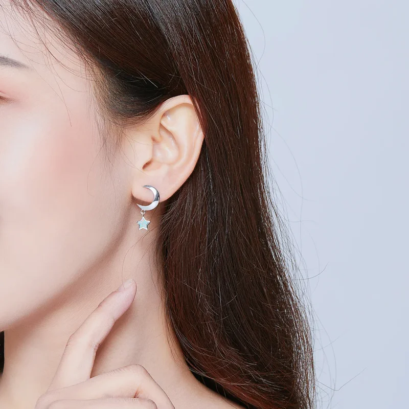 (image for) PANDORA Style Moon and Star Opal Drop Earrings - SCE707 - View 5