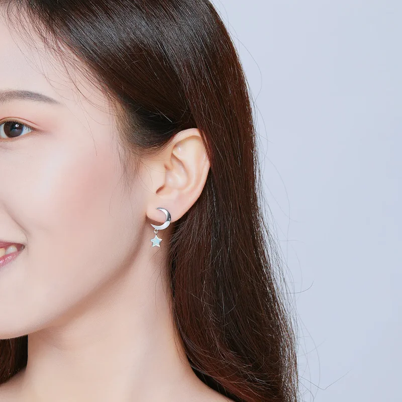 (image for) PANDORA Style Moon and Star Opal Drop Earrings - SCE707 - View 7