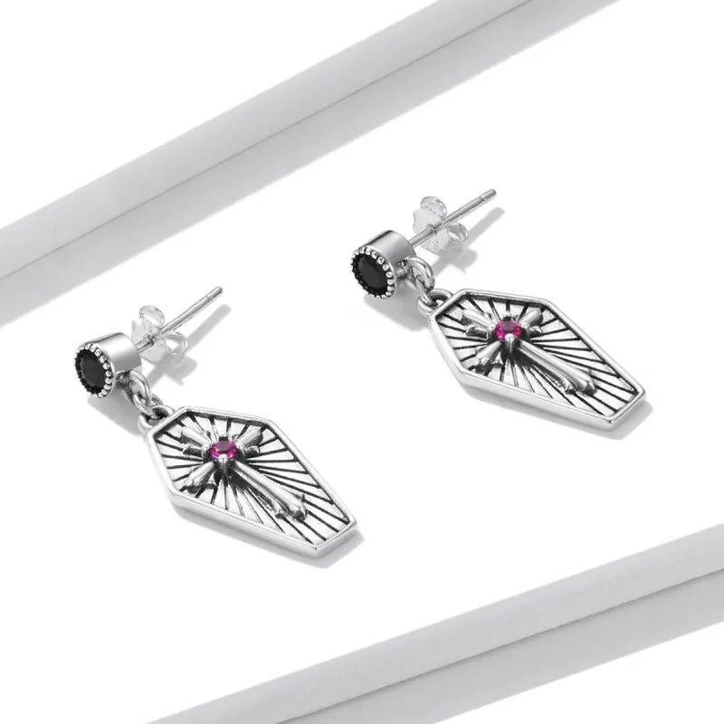 (image for) PANDORA Style Mystery Cross Drop Earrings - BSE536 - View 2