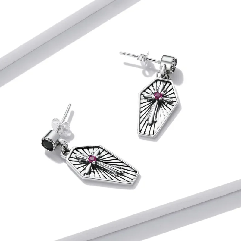 (image for) PANDORA Style Mystery Cross Drop Earrings - BSE536 - View 3