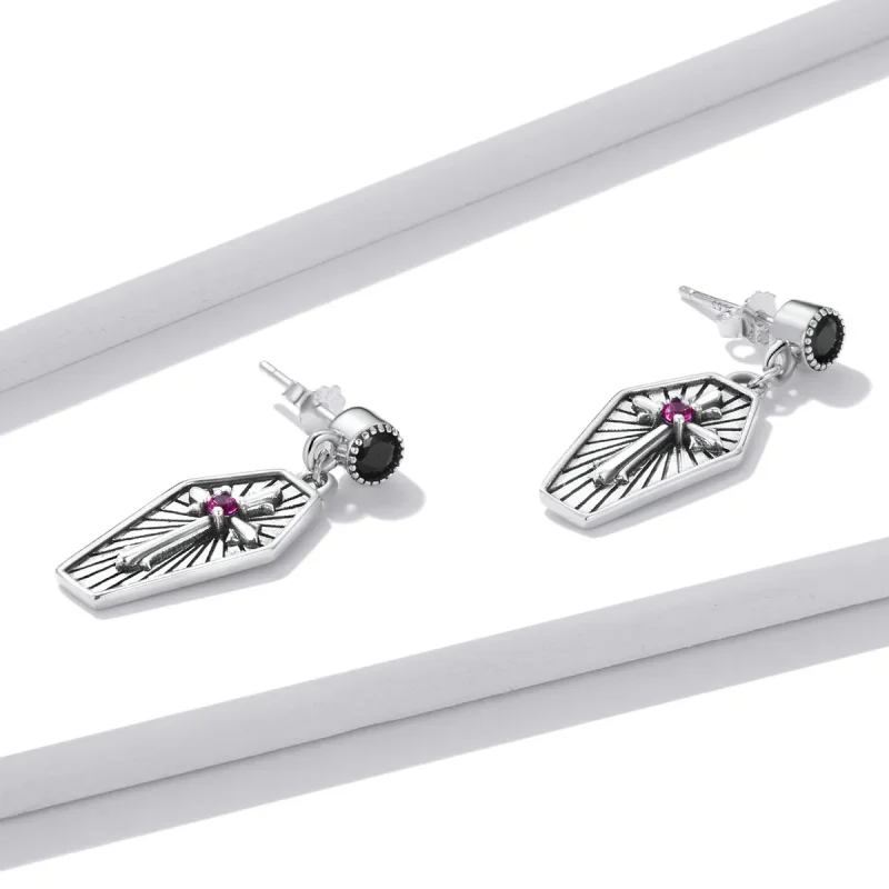 (image for) PANDORA Style Mystery Cross Drop Earrings - BSE536 - View 4