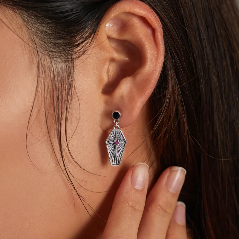 (image for) PANDORA Style Mystery Cross Drop Earrings - BSE536 - View 7