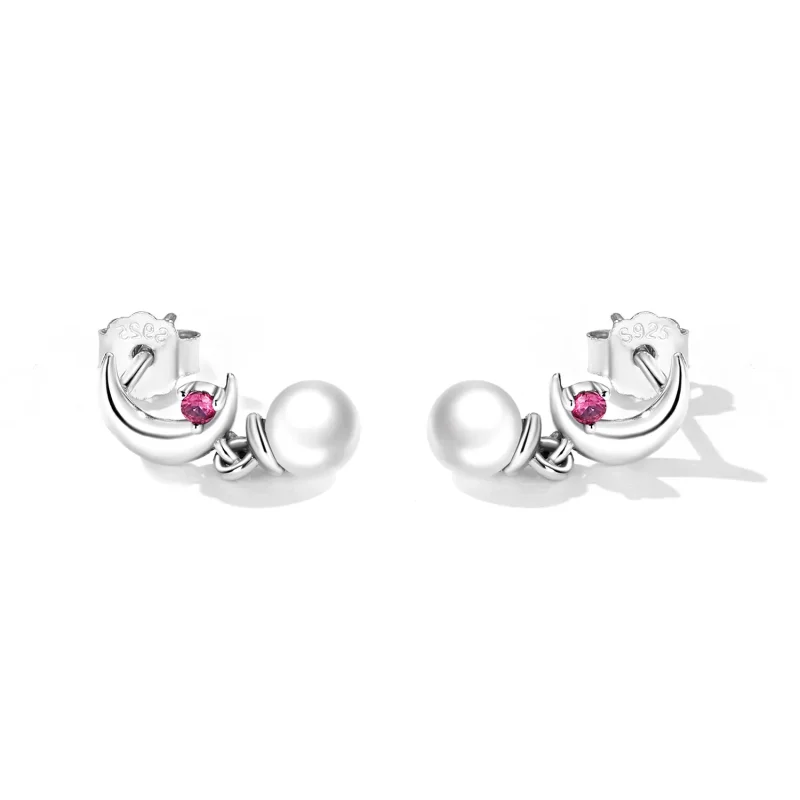 (image for) PANDORA Style Pearl Moon Drop Earrings - SCE1430 - View 4