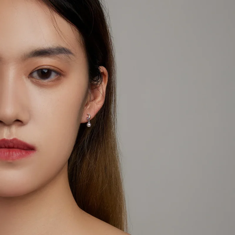 (image for) PANDORA Style Pearl Moon Drop Earrings - SCE1430 - View 7